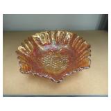 CARNIVAL GLASS DISH GRAPE PATTERN 9 1/4" ACROSS