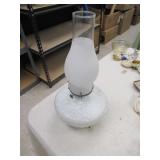 VINTAGE MILK GLASS OIL LAMP 15 1/2" TALL
