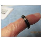 FASHION BLACK TITANIUM RING WITH GEMSTONE (SIZE 8)