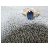 FASHION RING WITH BLUE GEM STONE & DIAMOND GEMSTON