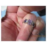 FASHION RING WITH LAVENDER & DIAMOND GEMSTONES CZ