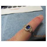FASHION RING WITH BLUE STONE & SMALLER GEMSTONES