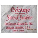 VINTAGE CYCLONE SEEDER W/ORIGINAL SEEDING CHART AT
