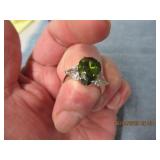 FASHION PERIDOT GREEN STONE RING SIZE 12 (NO BOX)