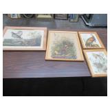 BIRD PRINTS QTY (4) 17" X 22 1/2", 15" X 19 1/2",