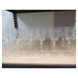 ETCHED GLASS WINE GLASSES 7 3/4" TALL  QTY (12)