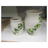IVY VASE AND CANISTER 10 1/2" TALL AND 7 3/4" TALL