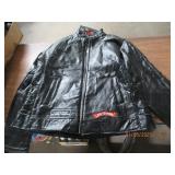 3X DIAMOND PLATE LEATHER BIKERS COAT (BRAND NEW) B