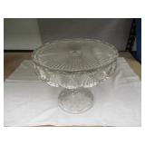 GLASS CAKE PLATTER 10" ACROSS X 8 1/4" TALL