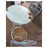 VINTAGE METAL ICE CREAM TABLE AND CHAIR SET /NEEDS