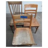 (3) VINTAGE OAK CHAIRS