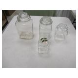GLASS CANISTERS WITH LIDS QTY (4)
