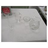 LOT OF CLEAR ETCHED GLASS