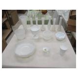 QTY (14) MISC MILK GLASS PIECES