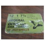 BOX OF FEDERAL 12 GA. 7 1/2 SHOT DOVE & SMALL GAME