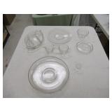 QTY (7) CLEAR GLASS ETCHED PATTERN