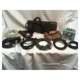 Amp, extention cords, hdmi cables, speaker wire