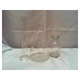 Set of 3 Glass Scientific Measuring Beakers