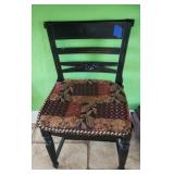 Black Lacquered Cane Bottom Accent Chair