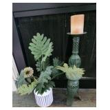 Metal Candle Stand with Silk Floral arrangement