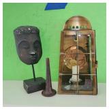Candle Lantern and Face Sculpture on stand