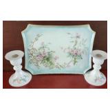 Antqiue French Dresser tray w candlesticks