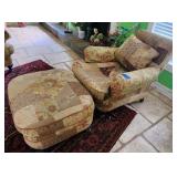 Overstuffed Chair with Matching Ottoman