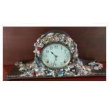 Antique Bejeweled Mantle Clock Art Piece