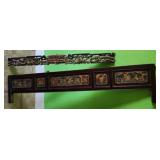 Two Oriental Panels carved wood pieces