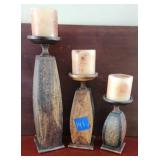 Set of 3 Wooden candleholders