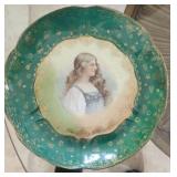 Antique German Hand Painted Plate of Woman