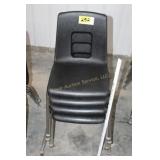 5 black classroom chairs