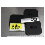 3 Apple TV boxes, 1 remote