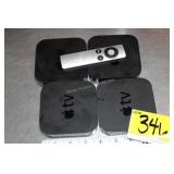 4 Apple TV boxes, 1 remote