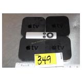4 Apple TV boxes, 1 remote