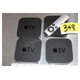 4 Apple TV boxes, 1 remote