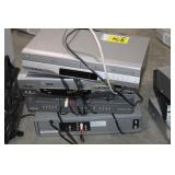 3 VHS/DVD players, 1 VHS player