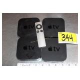 4 Apple TV boxes, 1 remote