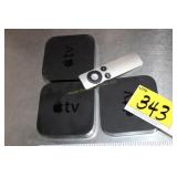 3 Apple TV boxes, 1 remote
