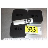 3 Apple TV boxes, 1 remote