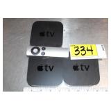 3 Apple TV boxes, 1 remote