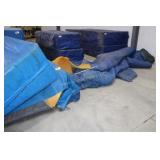 2 blue mats, foam & tarp