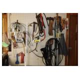 misc tools, etc on wall