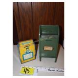 Vintage tin mailbox coin banks