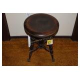 Antique piano stool w/glass ball feet