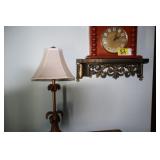 Clock, shelf & lamp