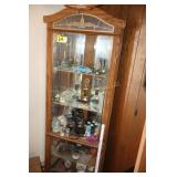 Corner curio cabinet & contents