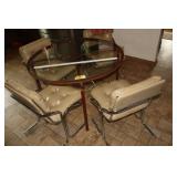 Hand made Glass top table w/four chairs