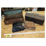 2 metal tool boxes & tool belt