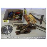 wood bits, planers, saw blades, misc tools